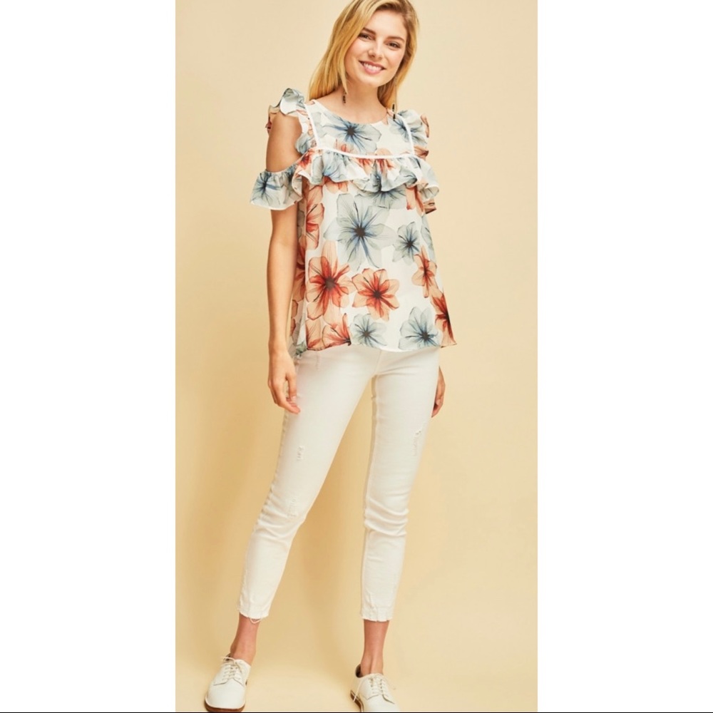 Floral Cold Shoulder Top - Picture 5 of 10
